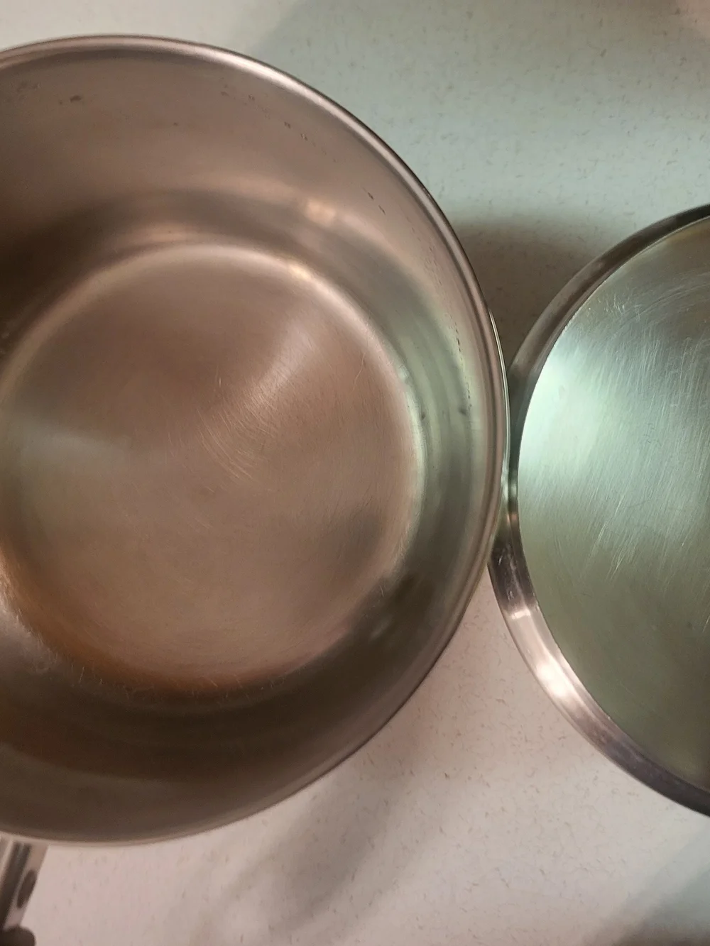 Vtg Revere Ware 1801 3 qt Copper Bottom Stainless Steel Saucepan w/ Lid Handle